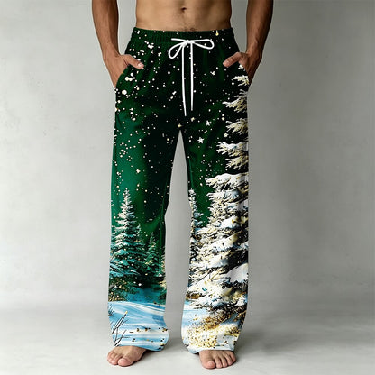 Snowy Christmas Tree Drawstring Pants