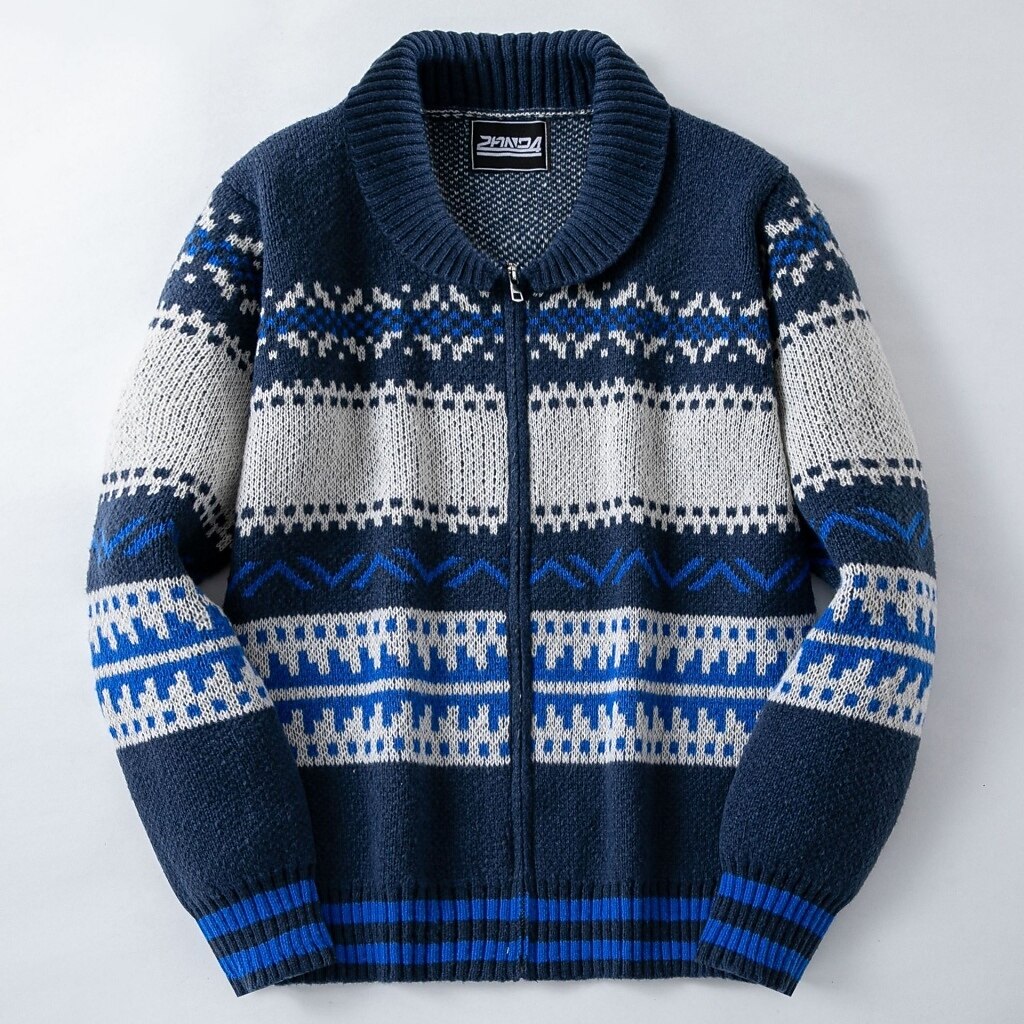 Nordic Band Shawl Zip Cardigan