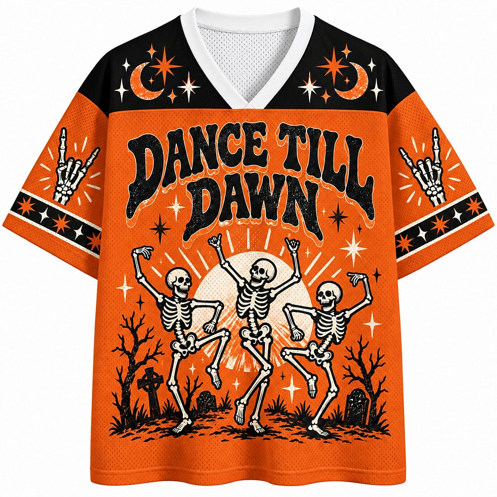 Dance Till Dawn Skeletons V-Neck Mesh Jersey