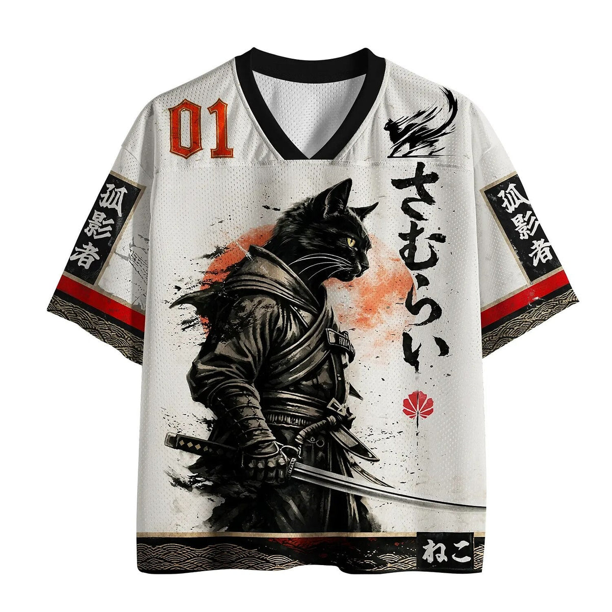 Men's Cyber Samurai Print Short Sleeve Streetwear Sports Jersey T-Shirt