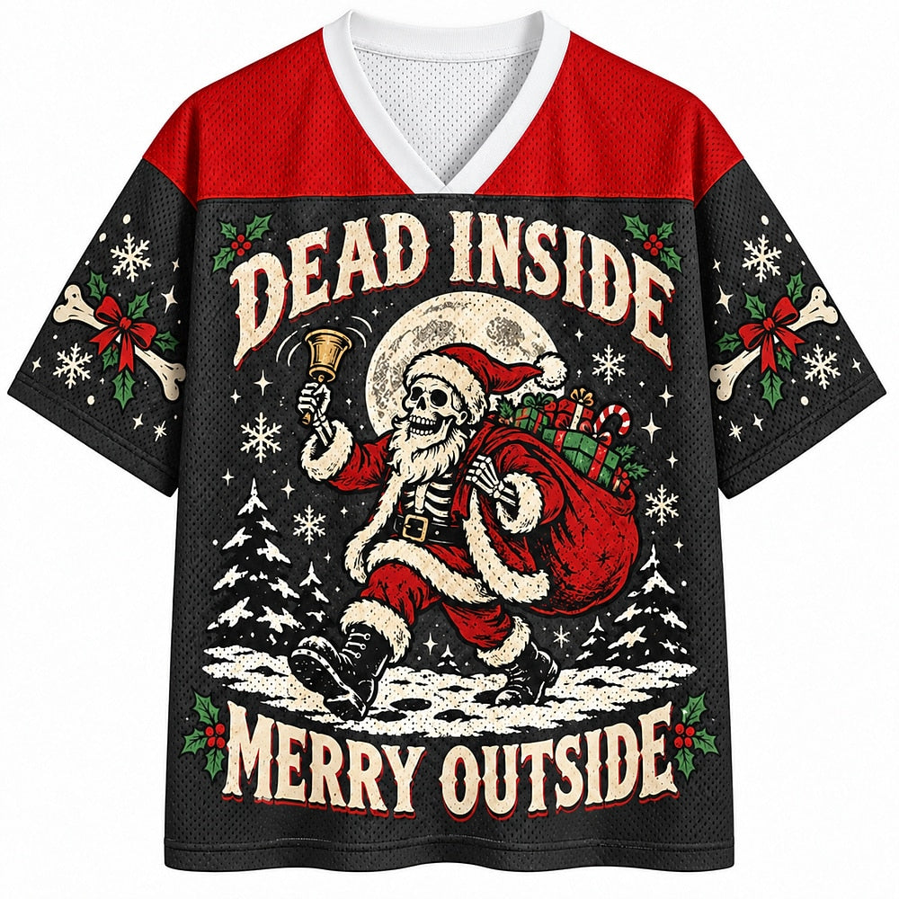 Skeleton Santa Christmas Mesh Jersey