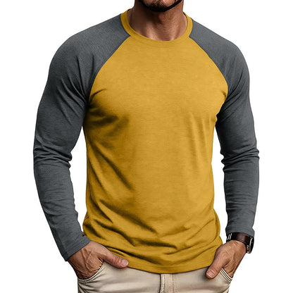 Contrast Raglan Henley Long Sleeve T-Shirt