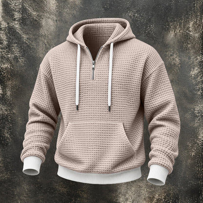 Waffle Quarter-Zip Pocket Hoodie