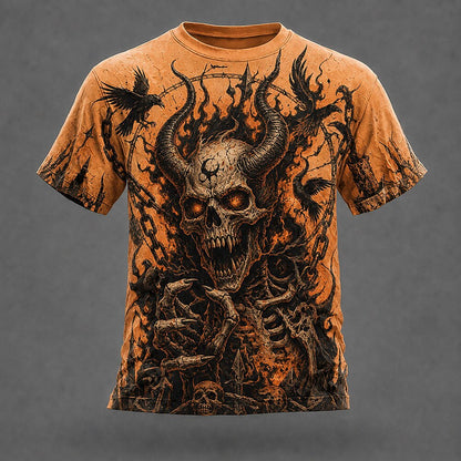 Halloween Men's Haunted Reaper Pumpkin Graphic T-Shirt