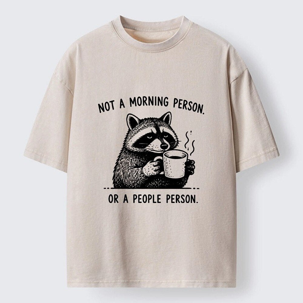 Japanese Style Raccoon Coffee Washed T-Shirt
