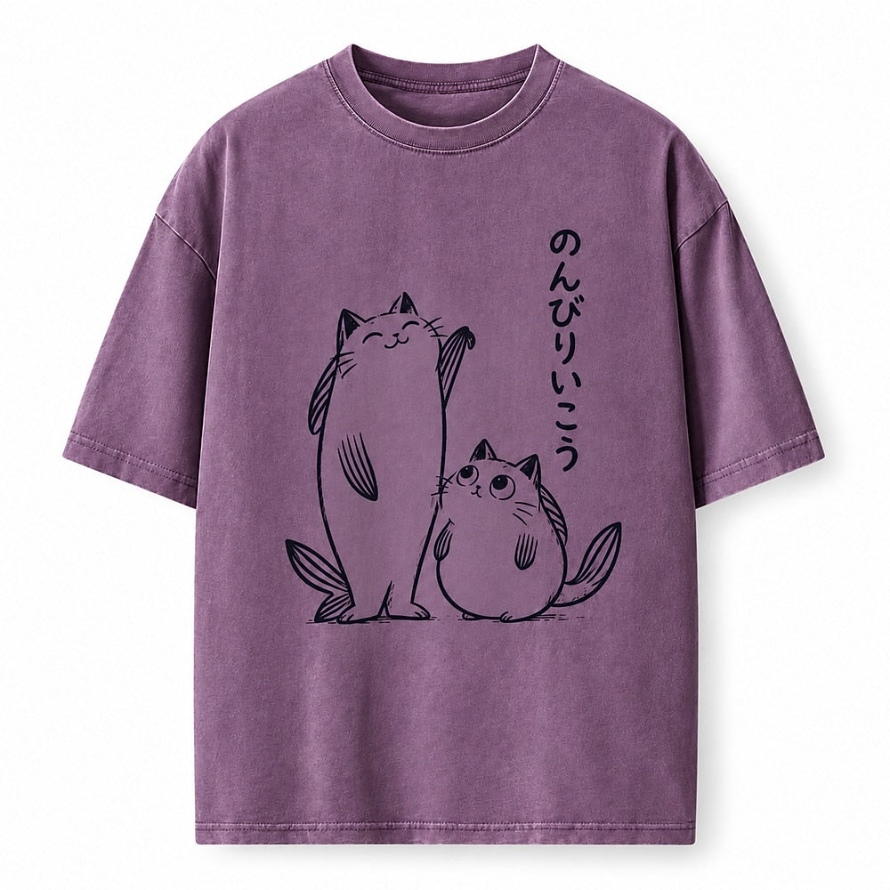 Take It Easy Cat Duo Heavyweight T-Shirt