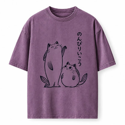 Take It Easy Cat Duo Heavyweight T-Shirt