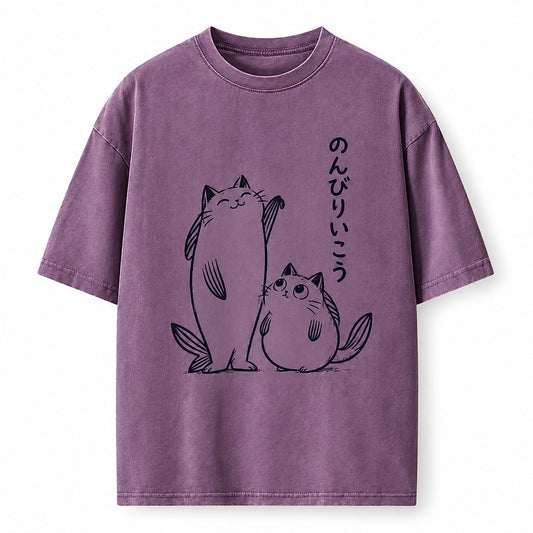 Take It Easy Cat Duo Heavyweight T-Shirt
