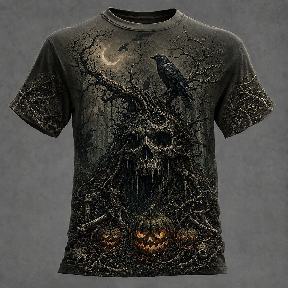 Halloween Men's Moonlit Skull Castle Graphic T-Shirt