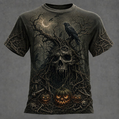 Halloween Men's Moonlit Skull Castle Graphic T-Shirt