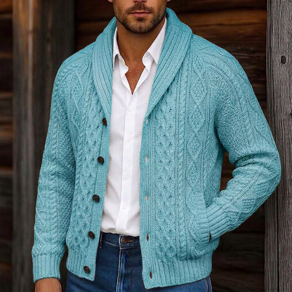 Braided Cable Shawl Collar Cardigan