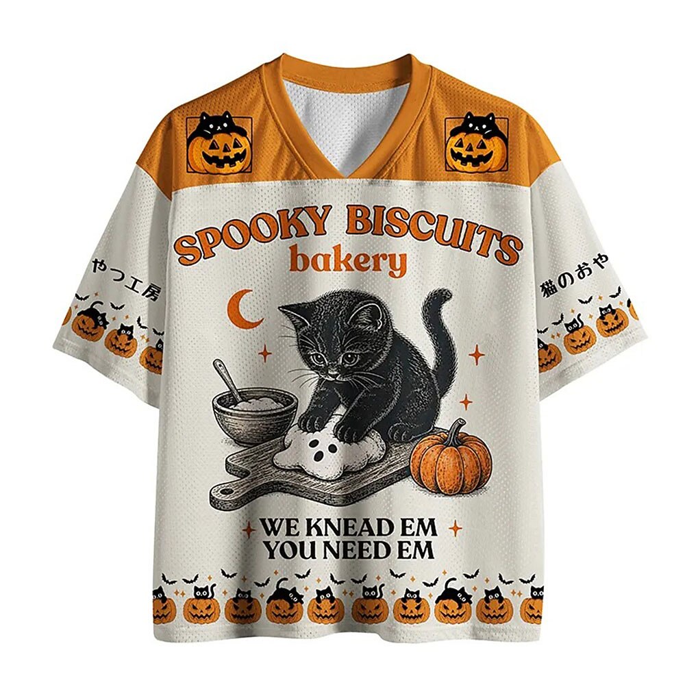 Men's Spooky Biscuits Graphic Mesh Football Jersey