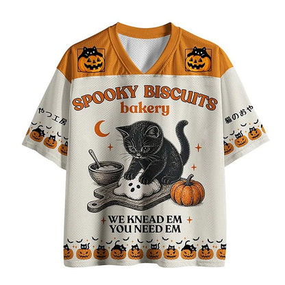 Men's Spooky Biscuits Graphic Mesh Football Jersey