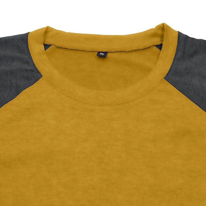 Contrast Raglan Henley Long Sleeve T-Shirt