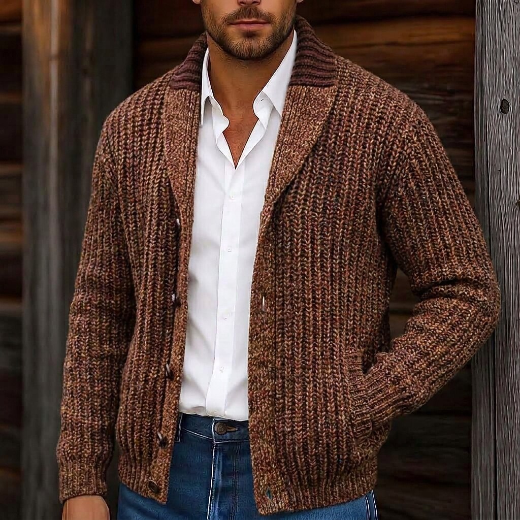 Longline Cable Shawl Collar Cardigan