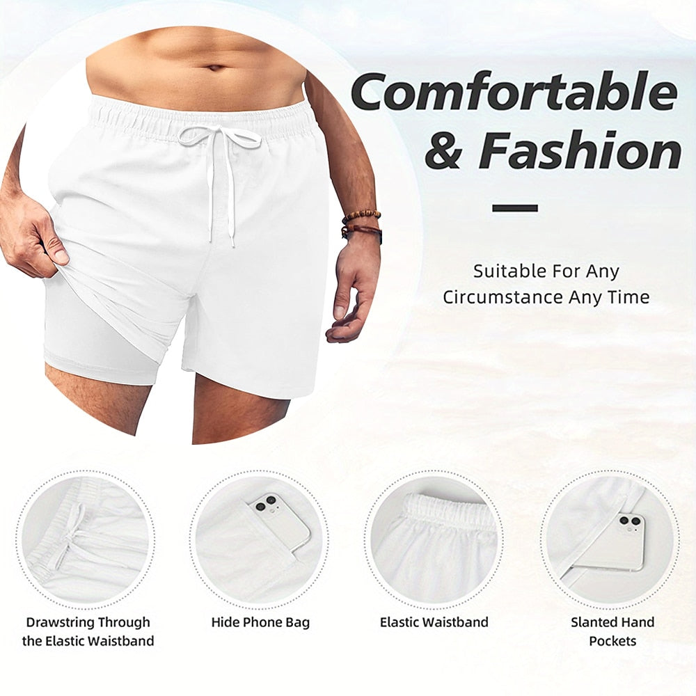 Men's Faith Cross Print Mid-Length Vintage Lined Board Shorts