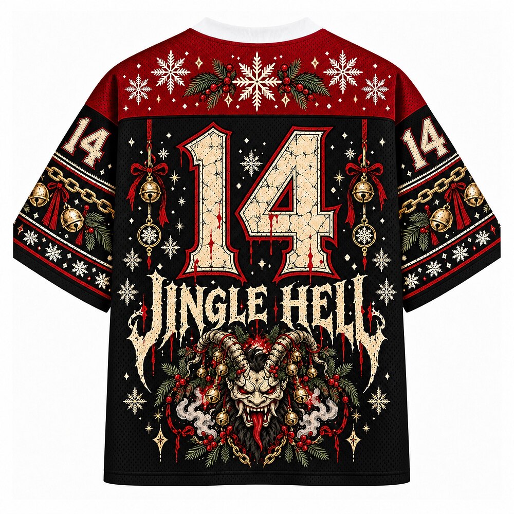 Jingle Hell Horned Demon V-Neck Mesh Jersey