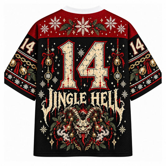 Jingle Hell Horned Demon V-Neck Mesh Jersey