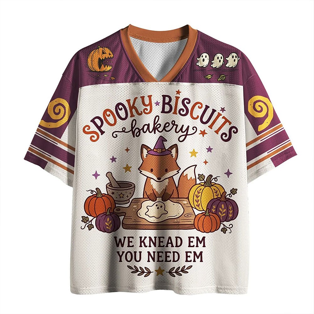 Men's Pumpkin Fox Graphic V-Neck Jersey