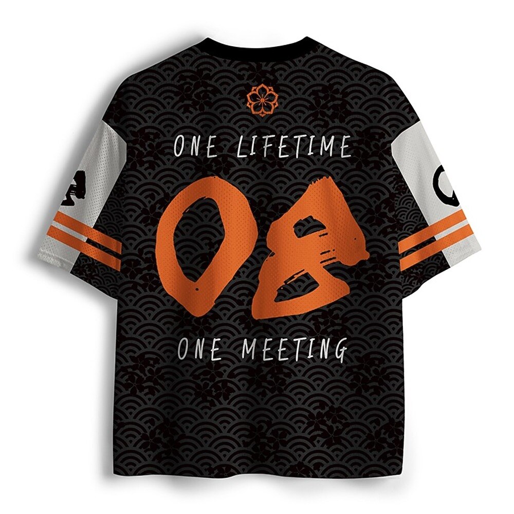 Japanese Style Samurai Kanji V-Neck Sports Jersey