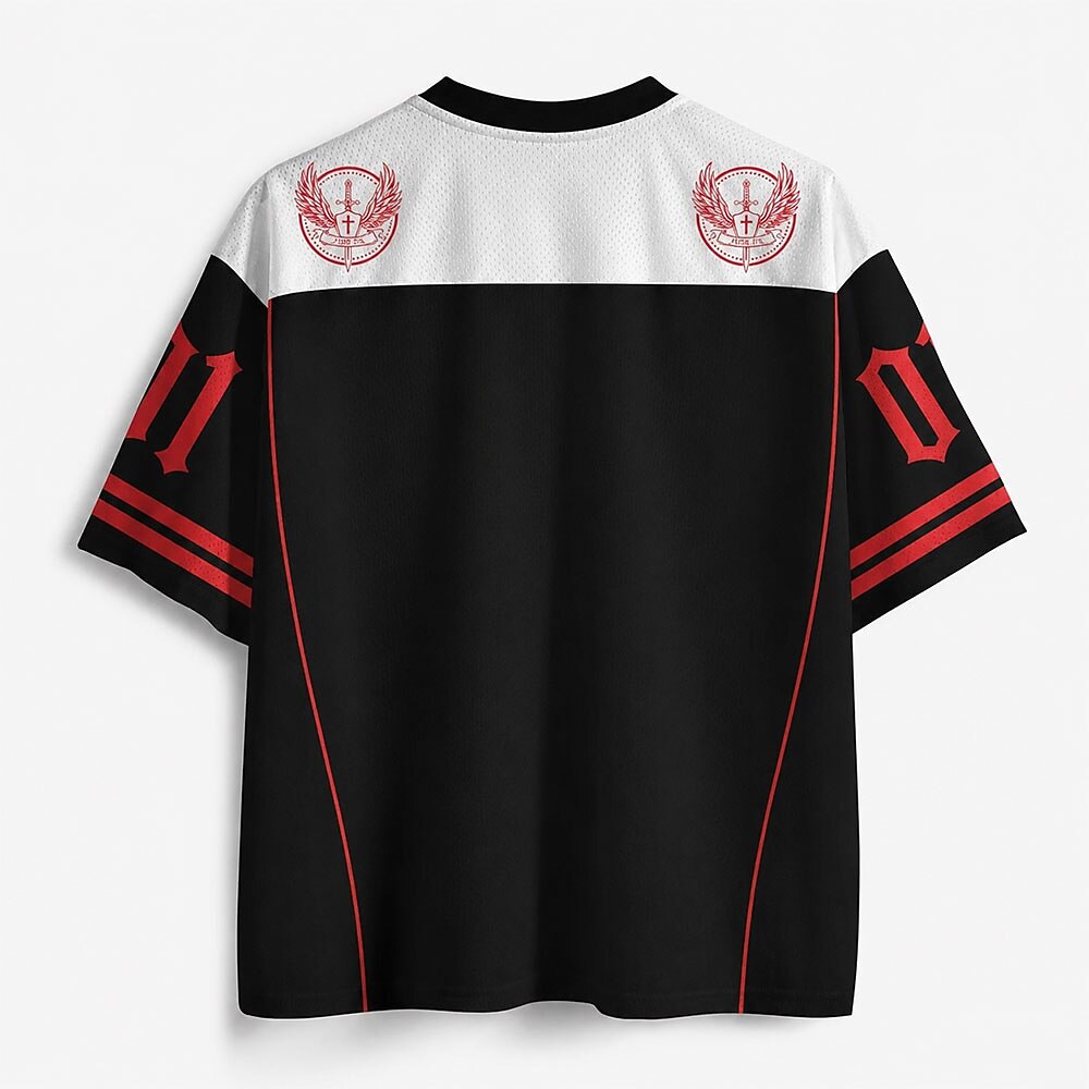 Men's Angel & Devil Number Graphic V-Neck Sports Jersey