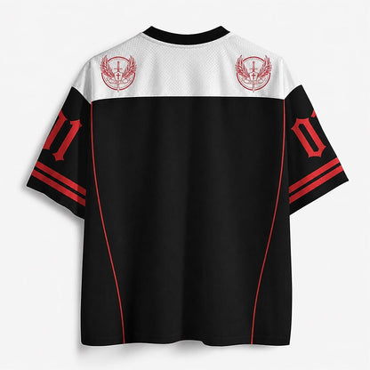 Men's Angel & Devil Number Graphic V-Neck Sports Jersey