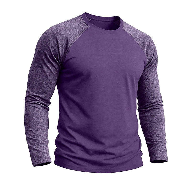 Contrast Raglan Henley Long Sleeve T-Shirt
