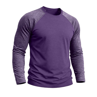 Contrast Raglan Henley Long Sleeve T-Shirt
