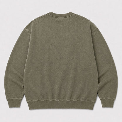 Men's Frog Graphic Washed Crew Neck Sweatshirt