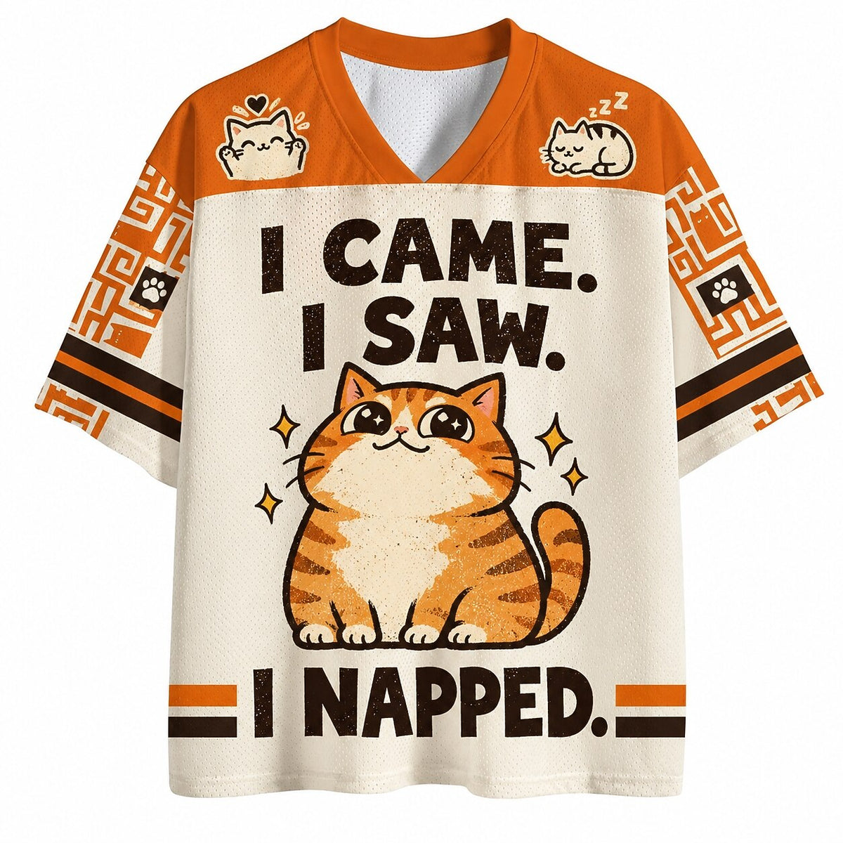 Men's Funny Cat Graphic V-Neck Sports Jersey