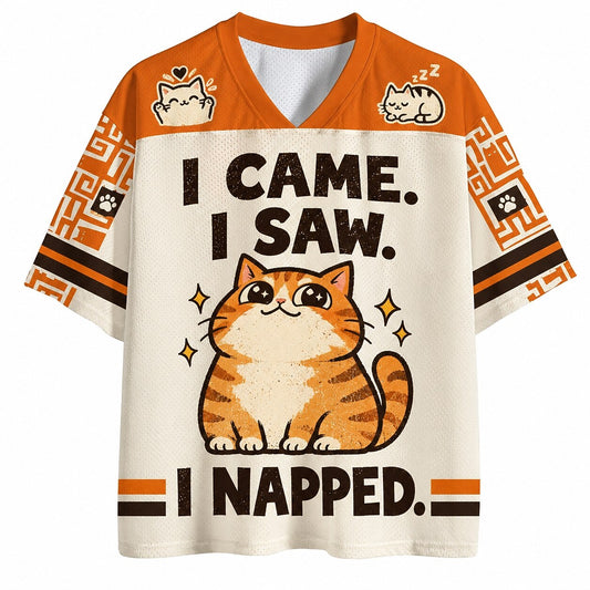 Men's Funny Cat Graphic V-Neck Sports Jersey