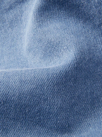 Washed Denim Drawstring Wide Leg Pants