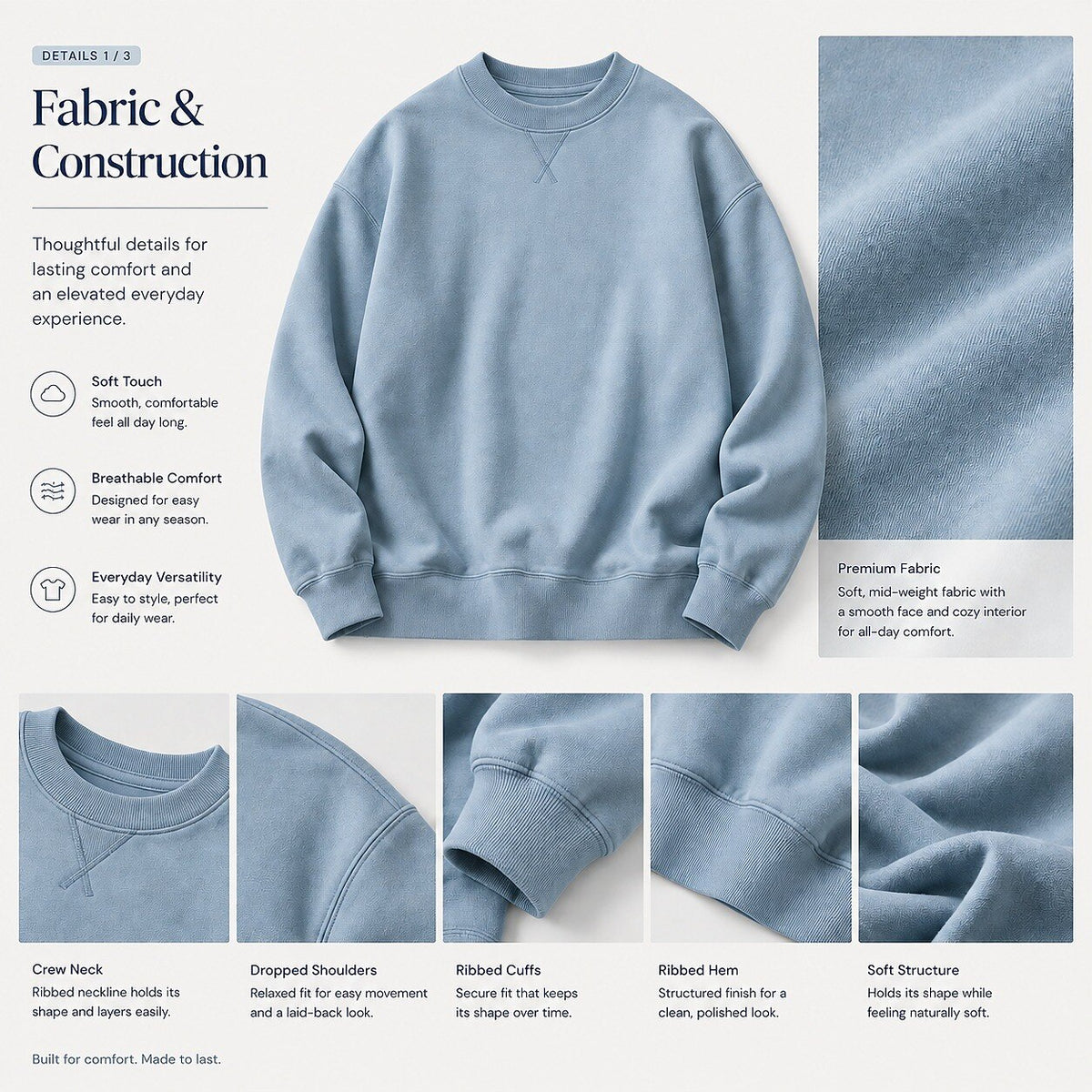 V-Stitch Crew Neck Sweatshirt