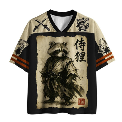 Men's Cyber Samurai Print Short Sleeve Streetwear Sports Jersey T-Shirt