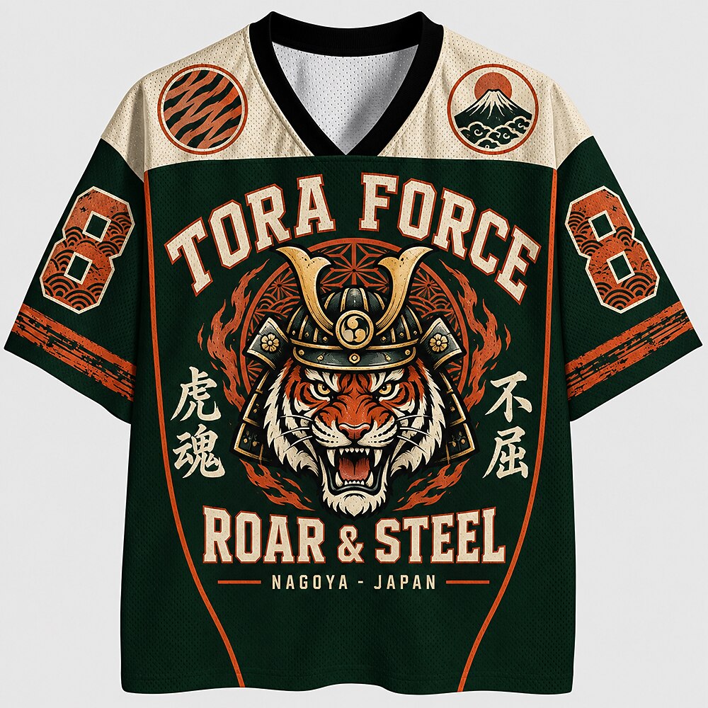 Men's Tiger Number Graphic V-Neck Sports Jersey