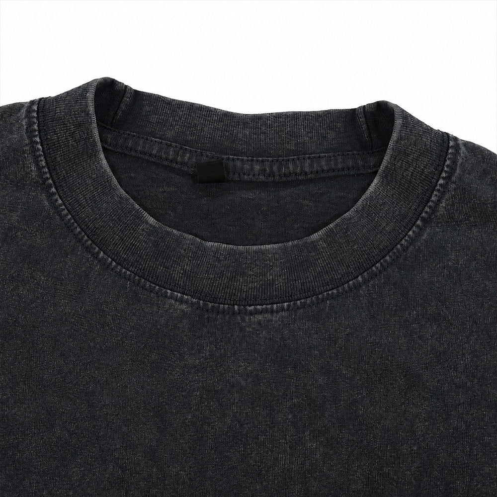 Japanese Style Owl Graphic Washed T-Shirt