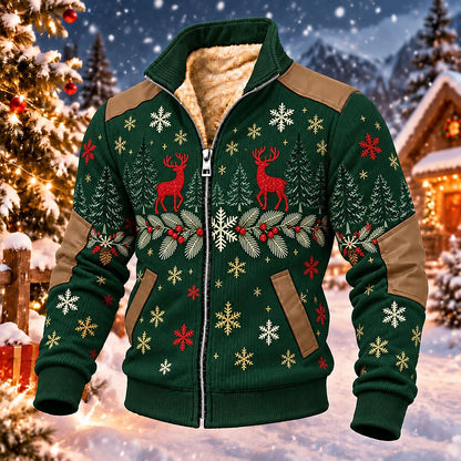 Reindeer Pine Forest Zip-Up Sweatshirt