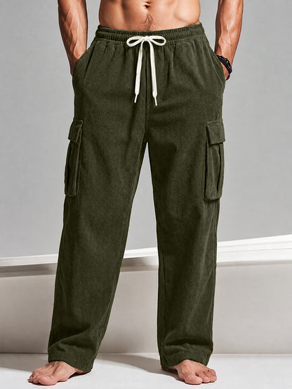 Drawstring Corduroy Cargo Pants