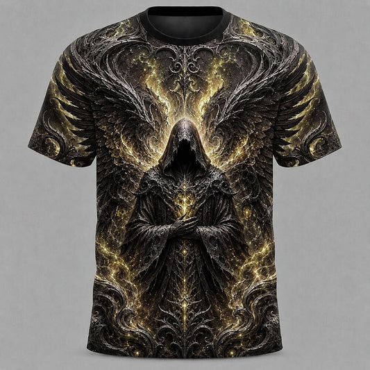 Men's Alien Wizard Armor Print Short Sleeve Gothic T-Shirt