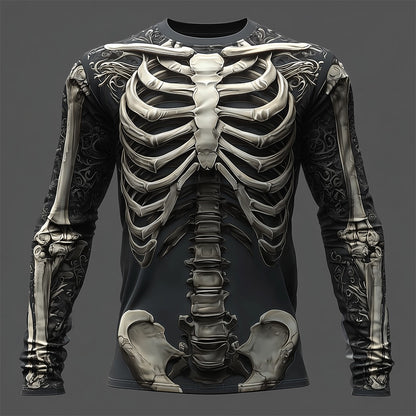 Halloween Men's Skeleton Ribcage Costume Long Sleeve T-Shirt