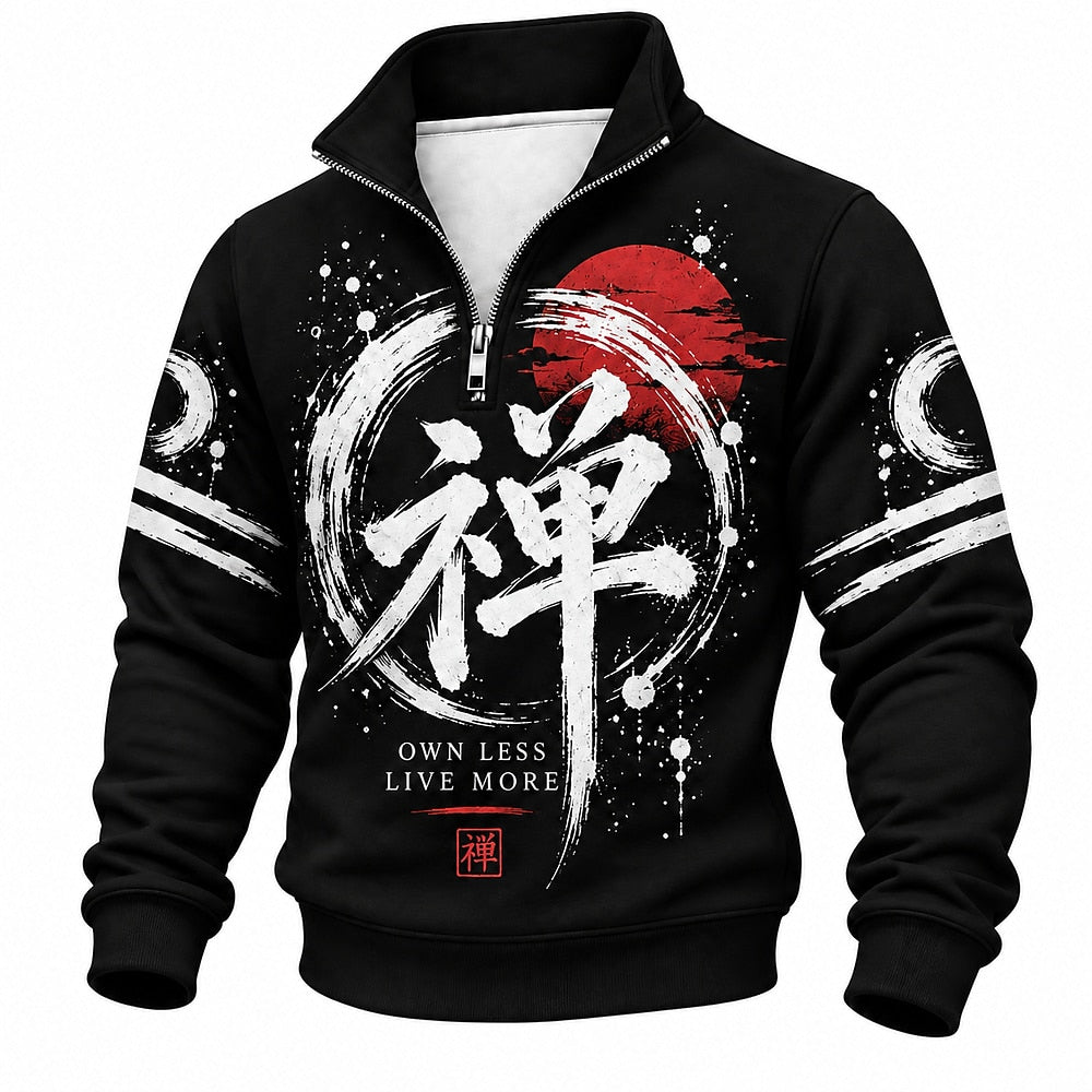 Own Less Live More Zen Half-Zip Sweatshirt