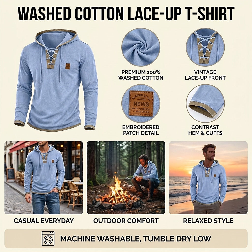 Contrast Trim Lace-Up Hoodie