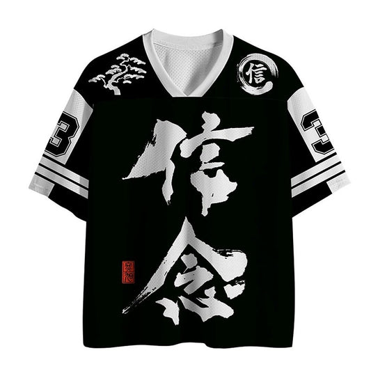 Japanese Style Destiny Kanji V-Neck Sports Jersey