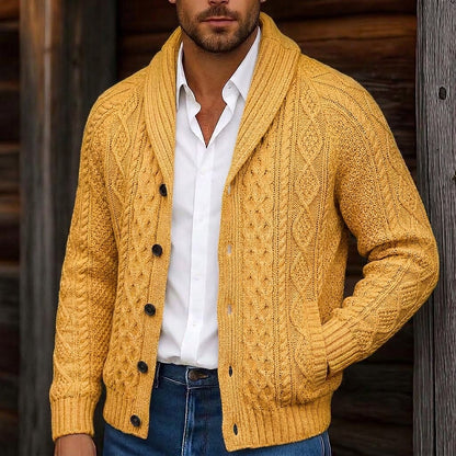 Braided Cable Shawl Collar Cardigan