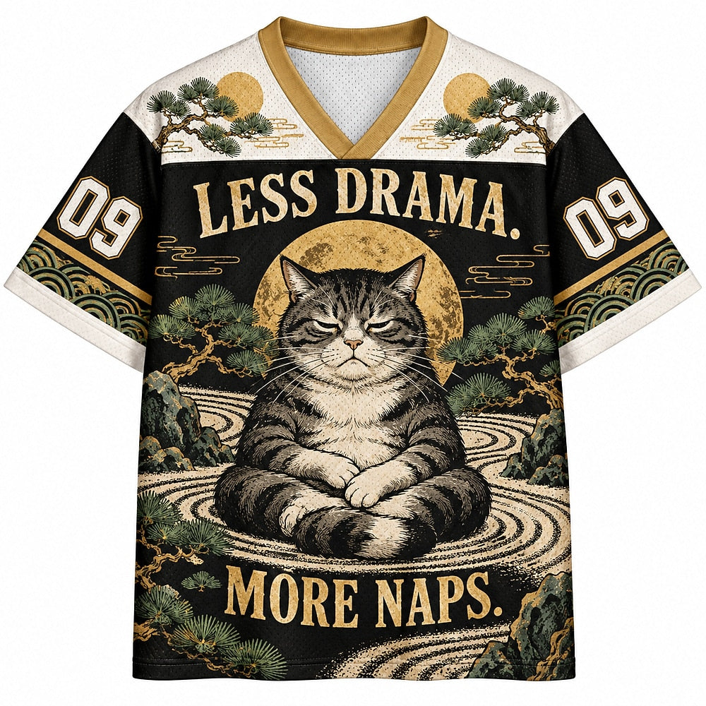 Less Drama More Naps Zen Cat Number 09 Mesh Jersey