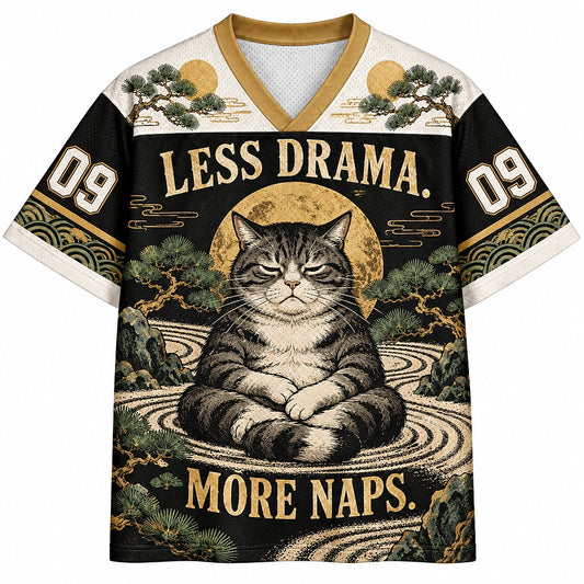 Less Drama More Naps Zen Cat Number 09 Mesh Jersey