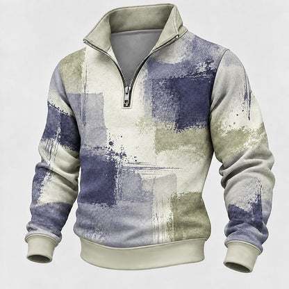 Abstract Brushstroke Half-Zip Sweatshirt