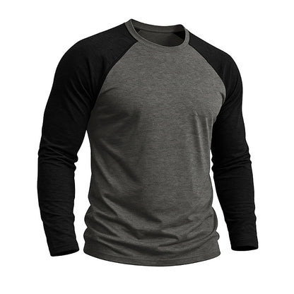 Contrast Raglan Henley Long Sleeve T-Shirt