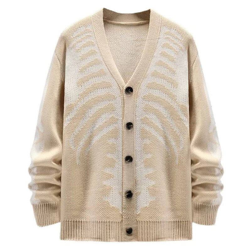 Skeleton Ribcage V-Neck Cardigan