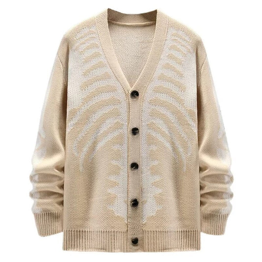 Skeleton Ribcage V-Neck Cardigan
